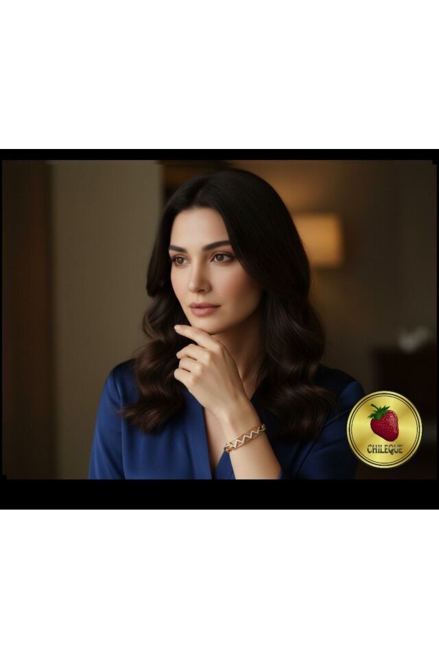 Zirkon Zikzak Taş Model Çelik Künye Bileklik