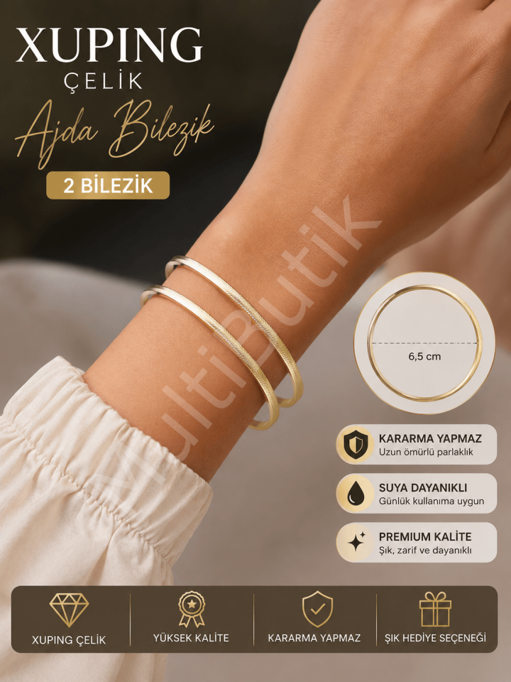 Xuping Çelik İkili Ajda Bilezik – Gold