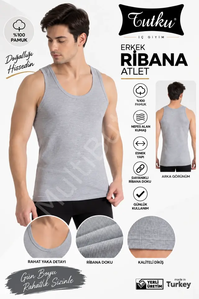 Tutku Erkek Ribana Atlet – Gri