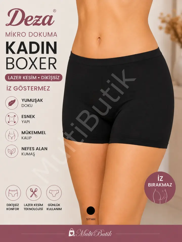 Deza Mikro Dokuma Kadın Boxer 3’lü Paket