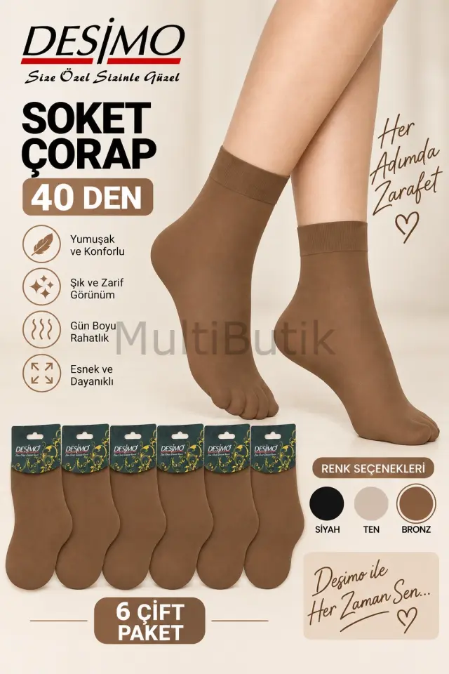 Desimo 40 Denye Kadın Opak Soket Çorap - 6 Çift