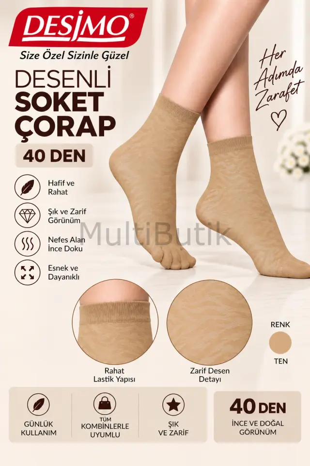 Desimo Desenli Soket 40 Den Çorap 5 Adet