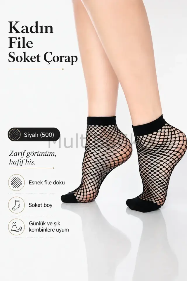 Desimo File Soket Çorap siyah - 2 Adet