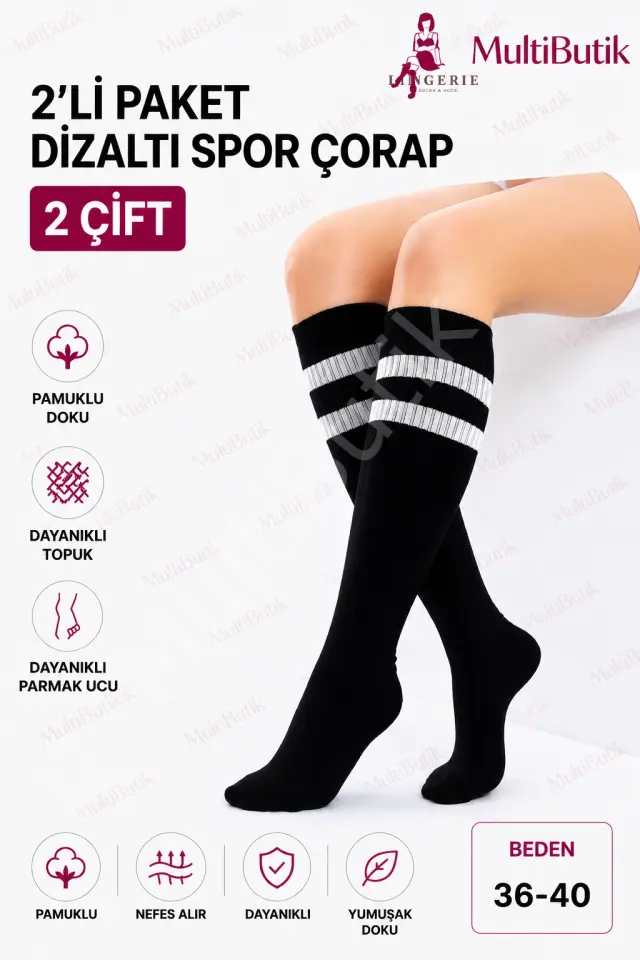 3'lü Dizaltı Kadın Tenis Çorap