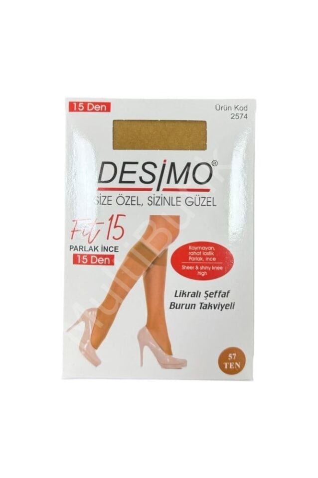 Desimo Fit 15 Denye Kadın İnce Parlak Dizaltı Pantolon Çorabı – 12 Çift