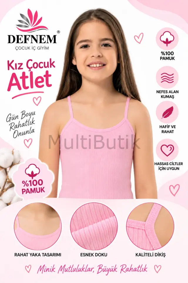 Defnem Kız Çocuk Atlet – Pembe