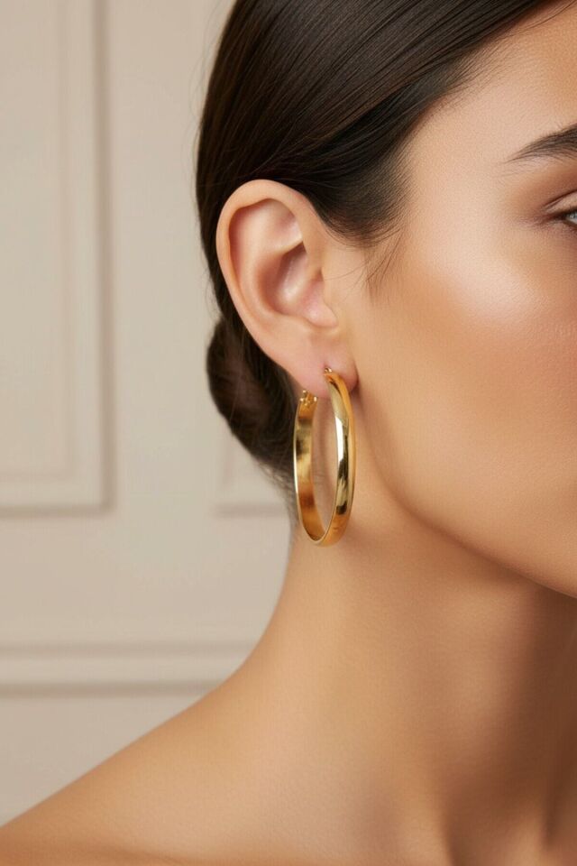 Oval Halka Model Vip Çelik Küpe 4cm
