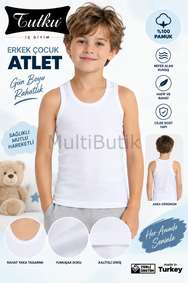 Tutku Erkek Çocuk Atlet – Beyaz