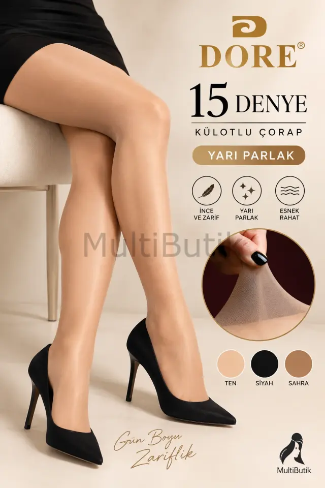 DORE 15 Denye Yarı Parlak Külotlu Çorap – Ten