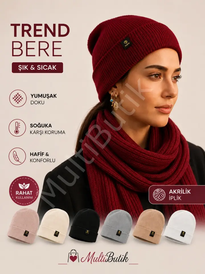 Fitilli Armalı Canlı Renkli Unisex Bere