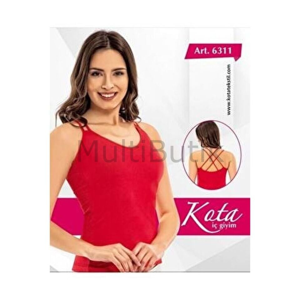Kota Çapraz Askılı Kadın Atlet – Kırmızı