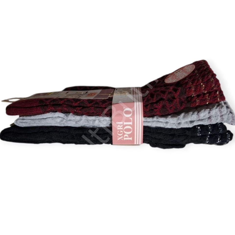 XGRİ Polo Sport Premium Pamuklu Tenis Çorabı – 3 Çift