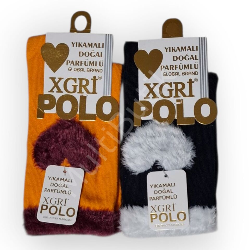 XGRİ POLO Kuş Tüylüm Pamuklu Kadın Çorabı 2 Çift