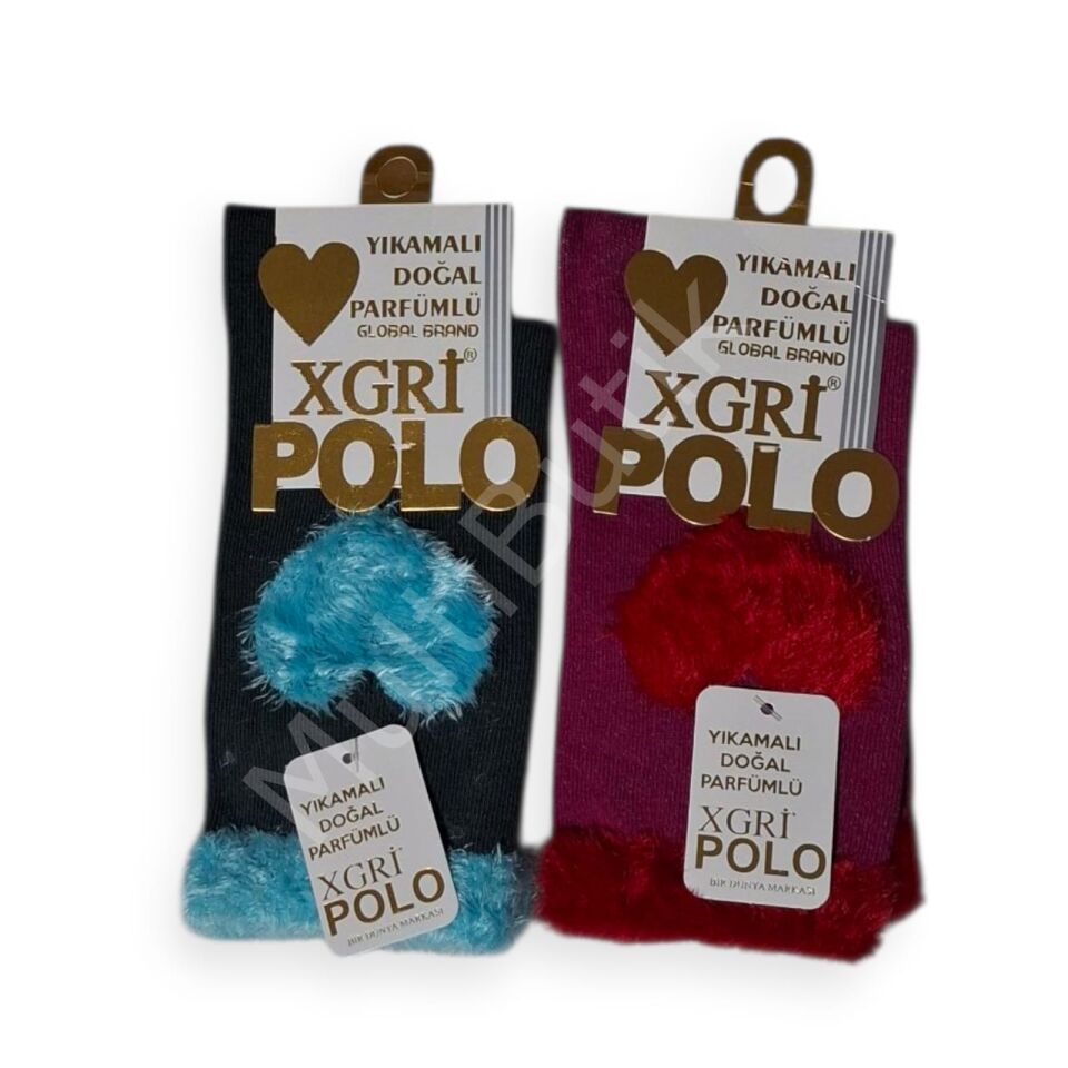 XGRİ POLO Kuş Tüylüm Pamuklu Kadın Çorabı 2 Çift