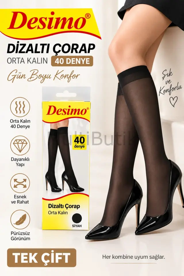 Desimo 40 Denye Orta Kalın Dizaltı Çorap