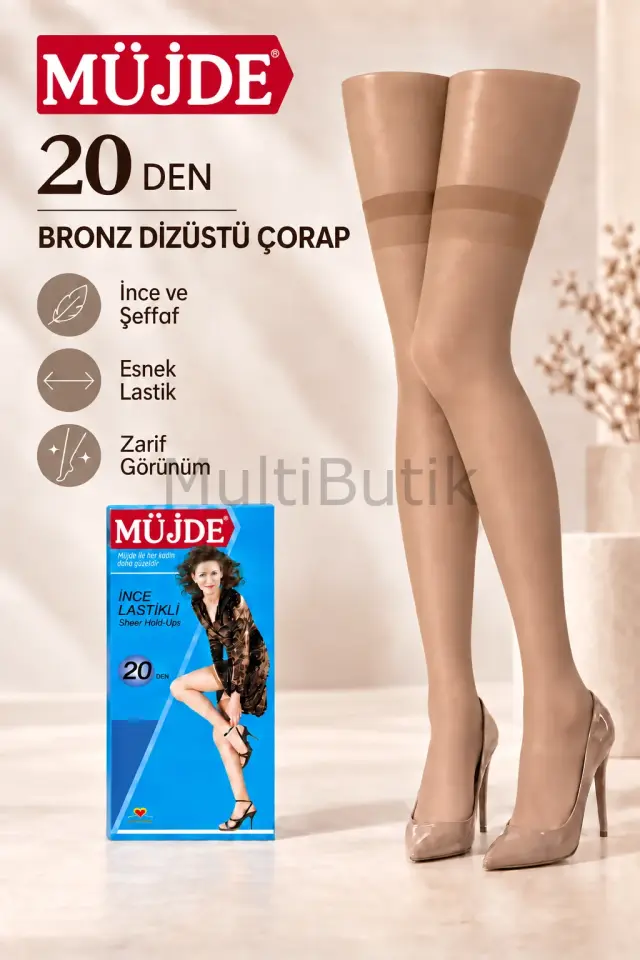20 Denye Ince Dizüstü Çorap-38-bronz