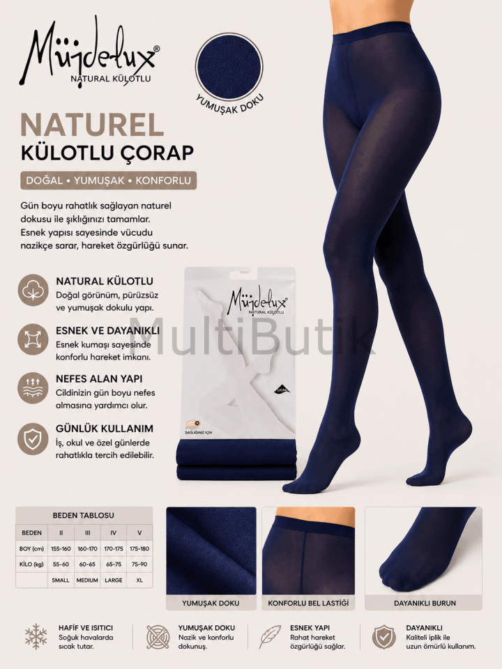 Müjde Naturel Külotlu Çorap – Lacivert