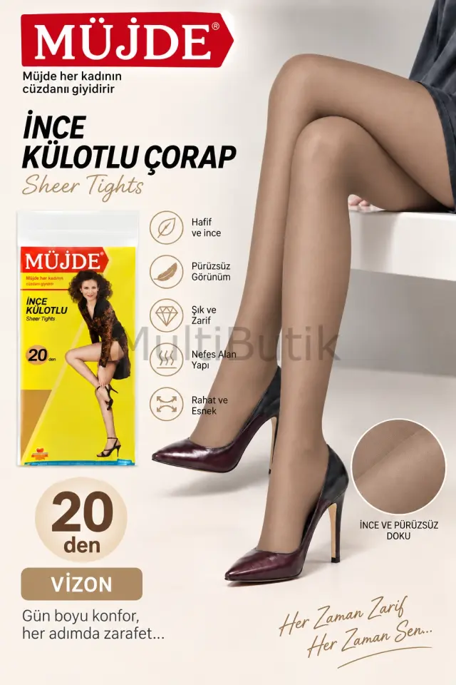 Kadın 86 Vizon İnce Kilotlu 20 Den Çorap