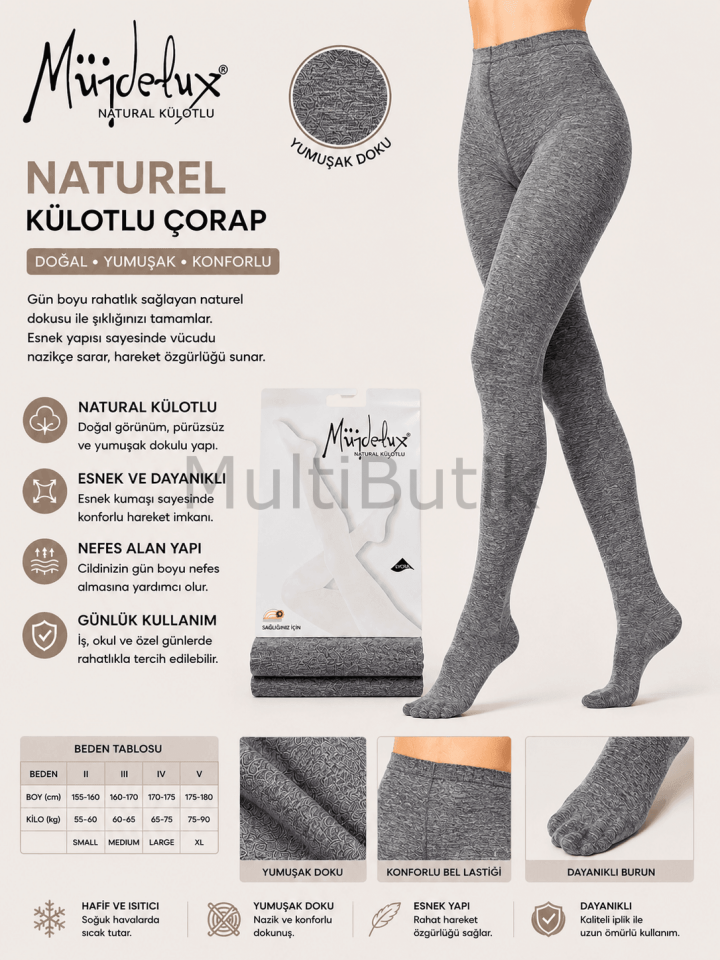 Müjde Naturel Külotlu Çorap – Kül