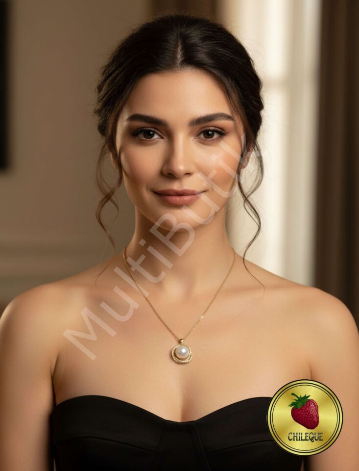 Zirkon Taşlı Işıltılı İnci Çelik Zincir Kolye