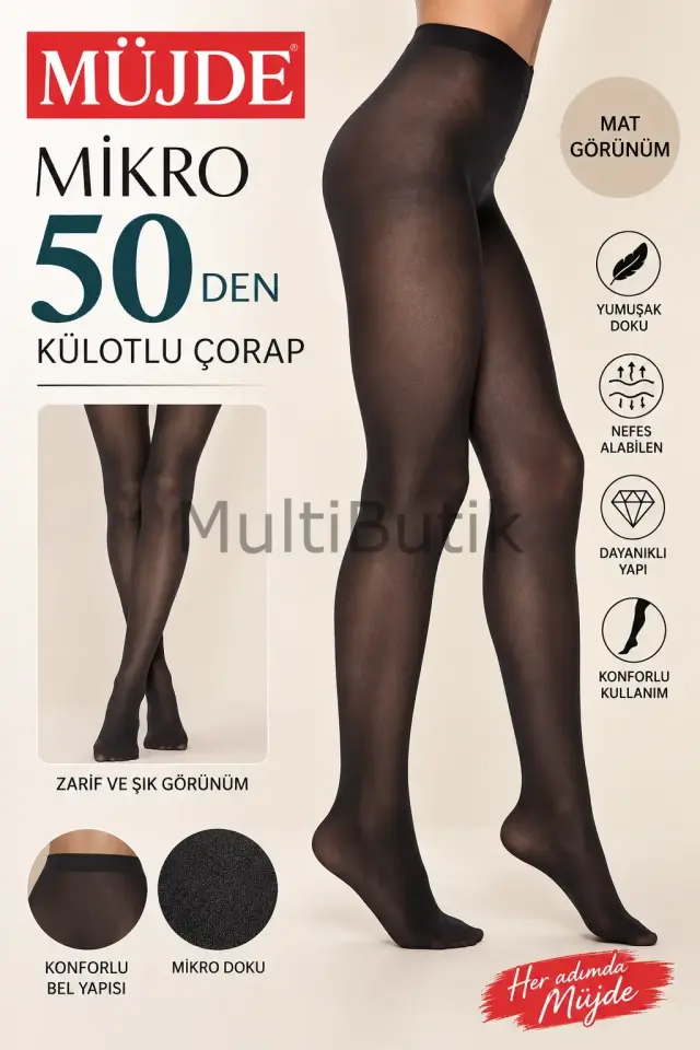 Müjde Mikro 50 Den Külotlu Çorap - Siyah