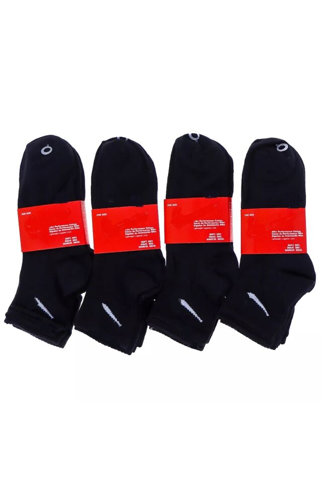 6 Çift Sport Desenli Esnek Erkek Kadın Unisex Siyah Pamuklu Kolej Çorabı