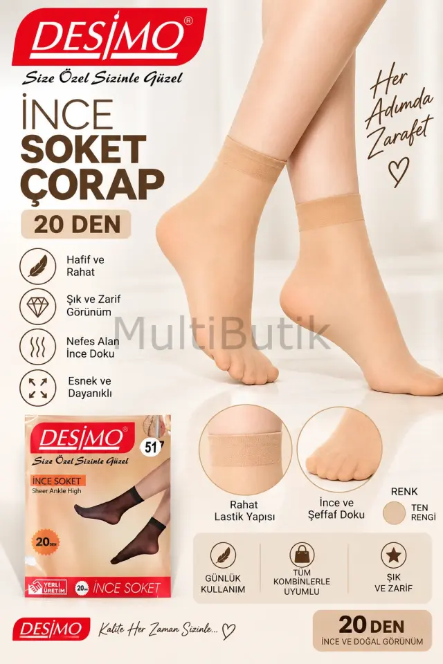 Desimo 20 Den İnce Soket Çorap 24’lü Paket