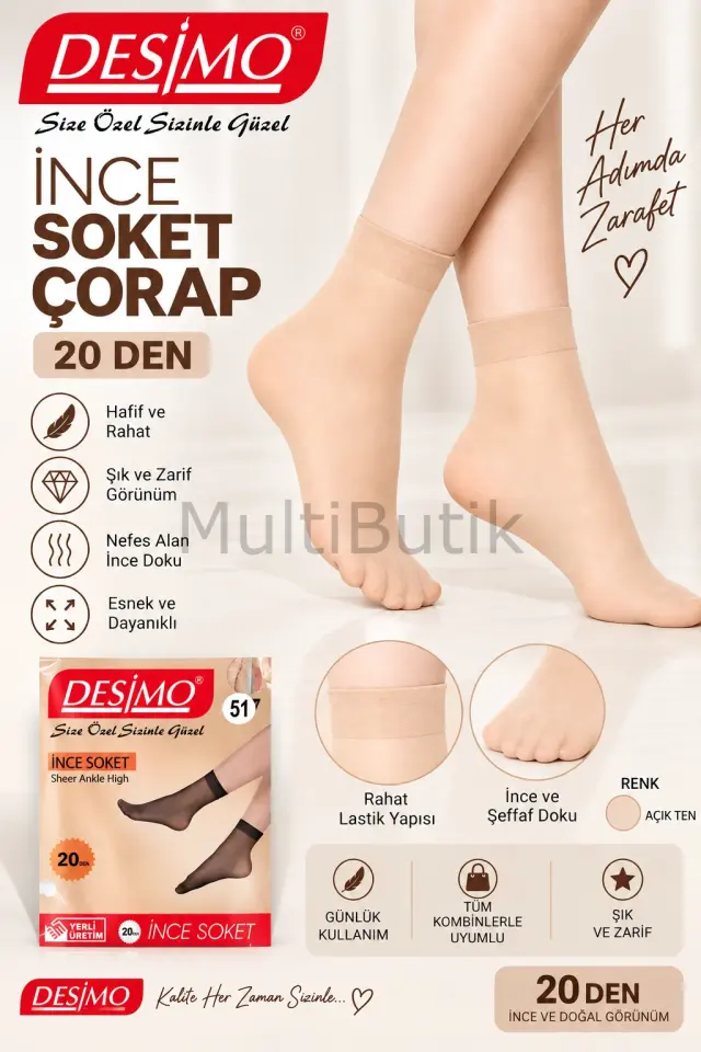 Desimo 20 Den İnce Soket Çorap 24’lü Paket