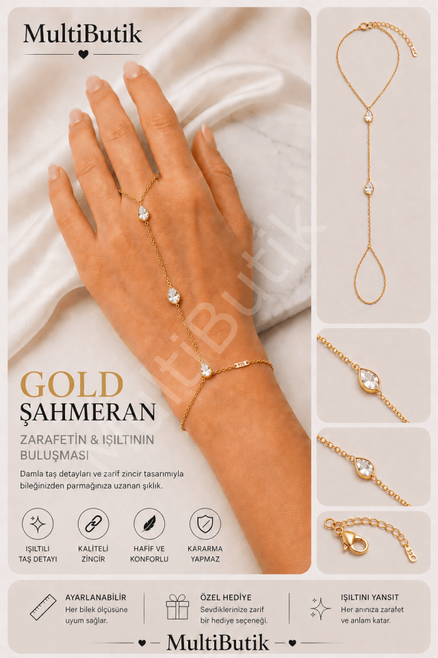 Taşlı Damla Detaylı Çelik Şahmeran