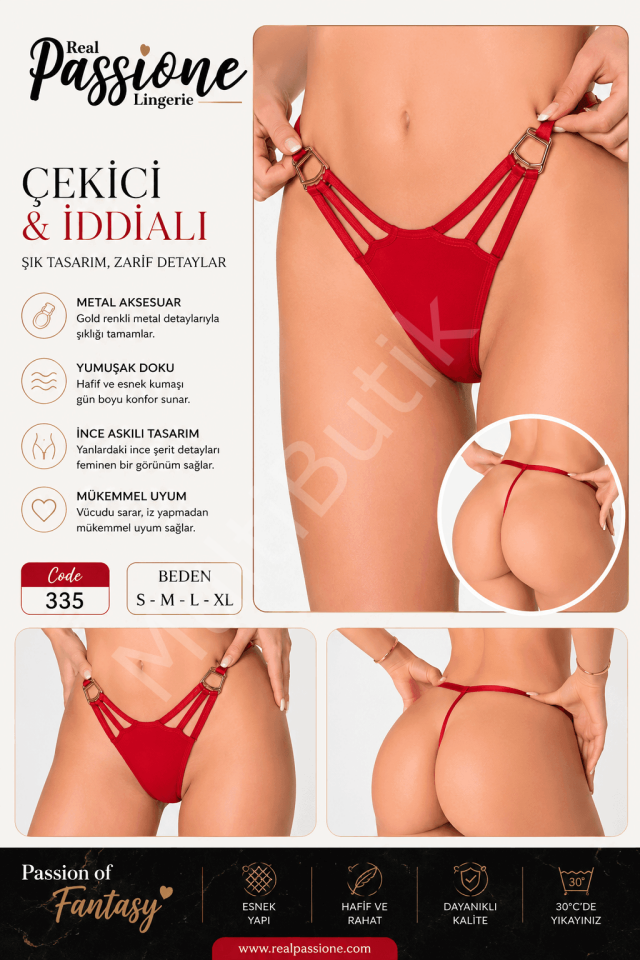 Real Passione Lingerie Kırmızı Çok Askılı G-String – 335
