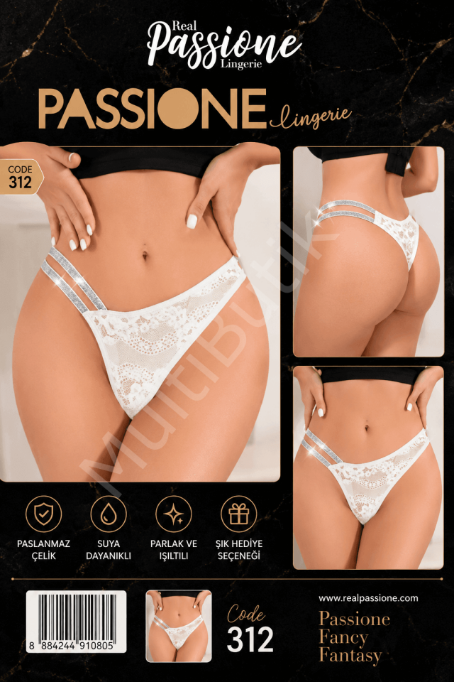 Real Passione 312 Beyaz Dantel Çift Şeritli Kadın Külot