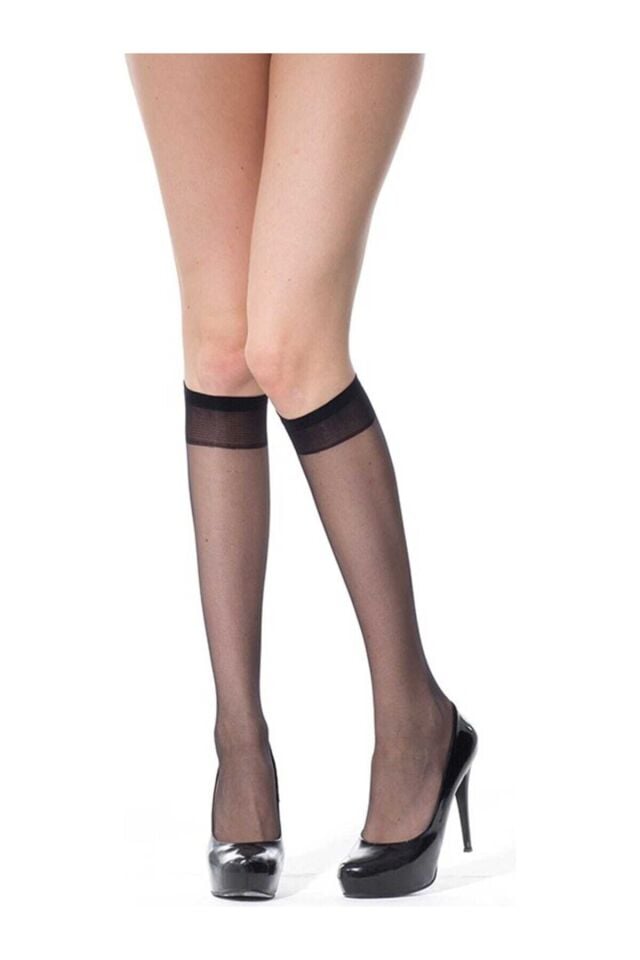 6'Lı Kadın 2 Siyah 2 Ten 2 Sahra Mat Ince Dizaltı 20 Denye Pantalon Çorabı