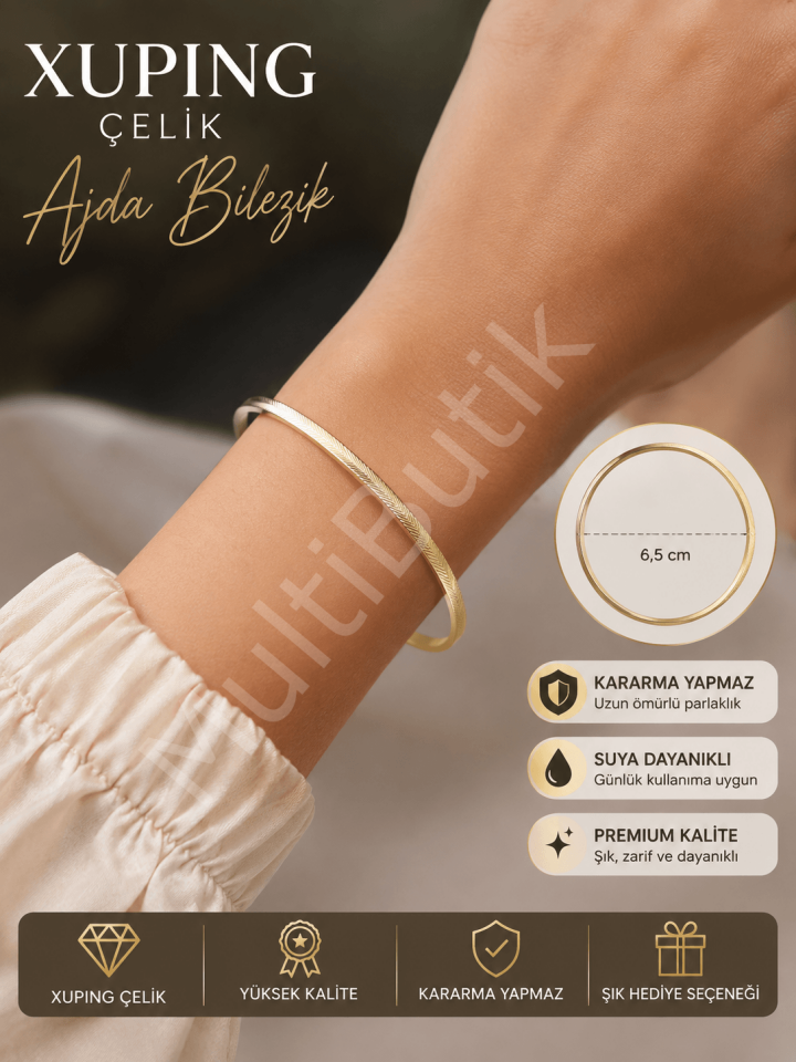 Xuping Desenli Çelik Ajda Bilezik - 6,5 cm
