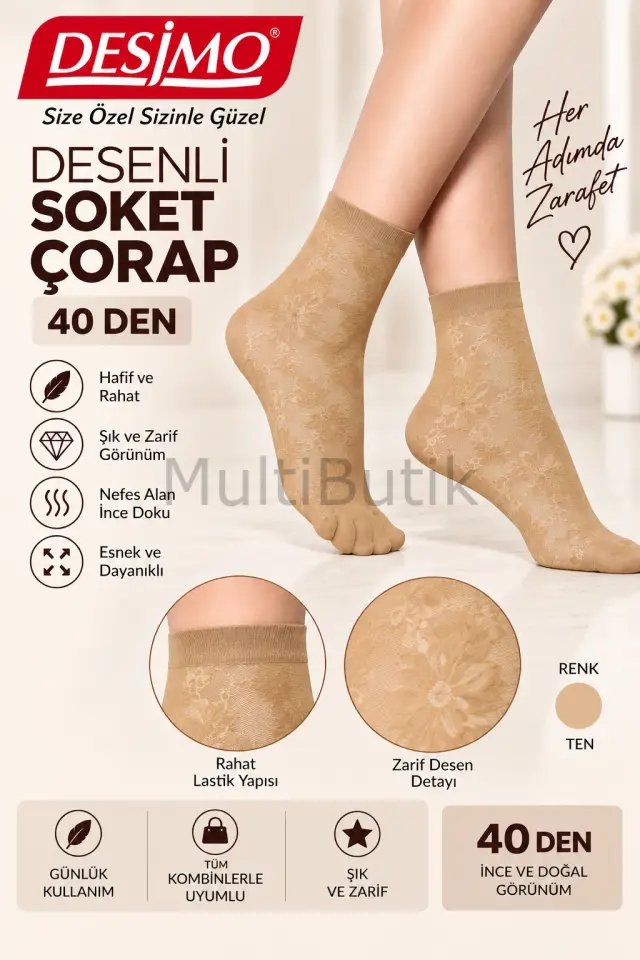 Desimo Desenli Soket 40 Den Çorap