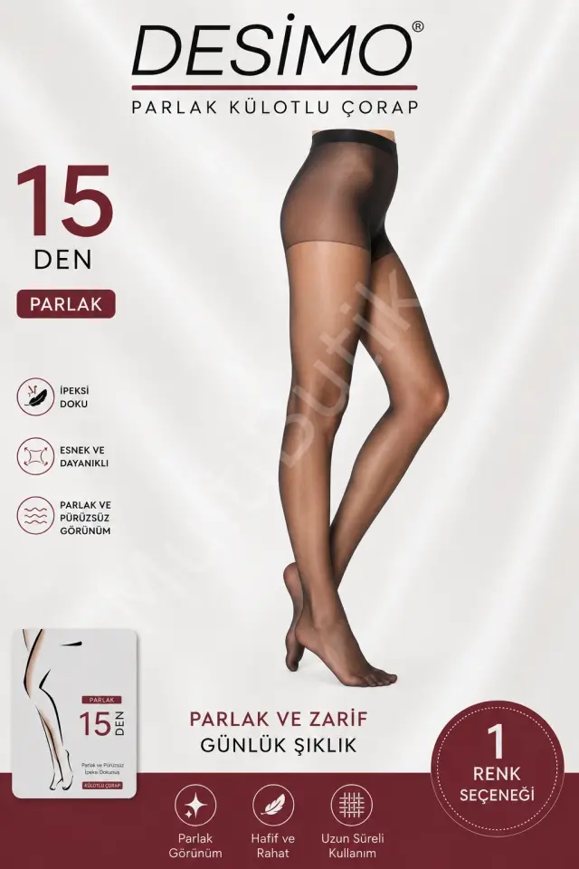 15 Denye İnce Sheer&Shiny Parlak Külotlu Çorap Üçlü Paket Siyah
