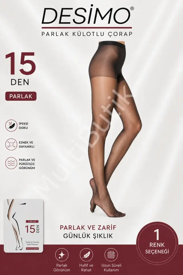 15 Denye İnce Sheer&Shiny Parlak Külotlu Çorap Üçlü Paket Sahra