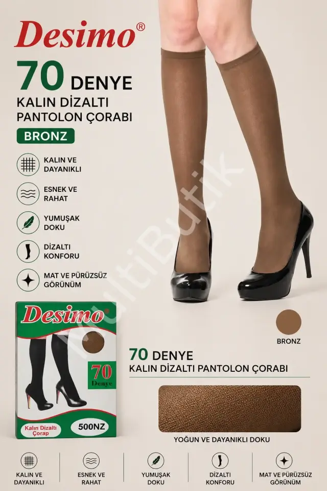 Desimo 70 Den Kalın Dizaltı Pantolon Çorabı -Tekli