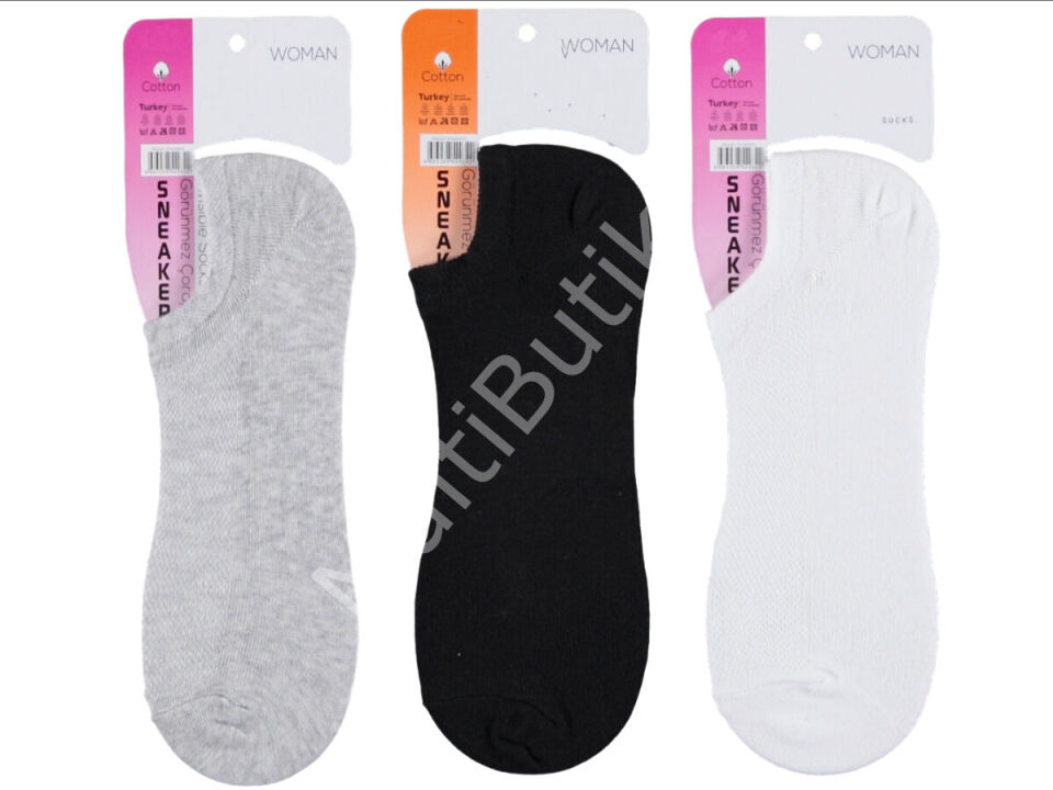 Pamuklu Sneaker Çorap 3'lü Paket