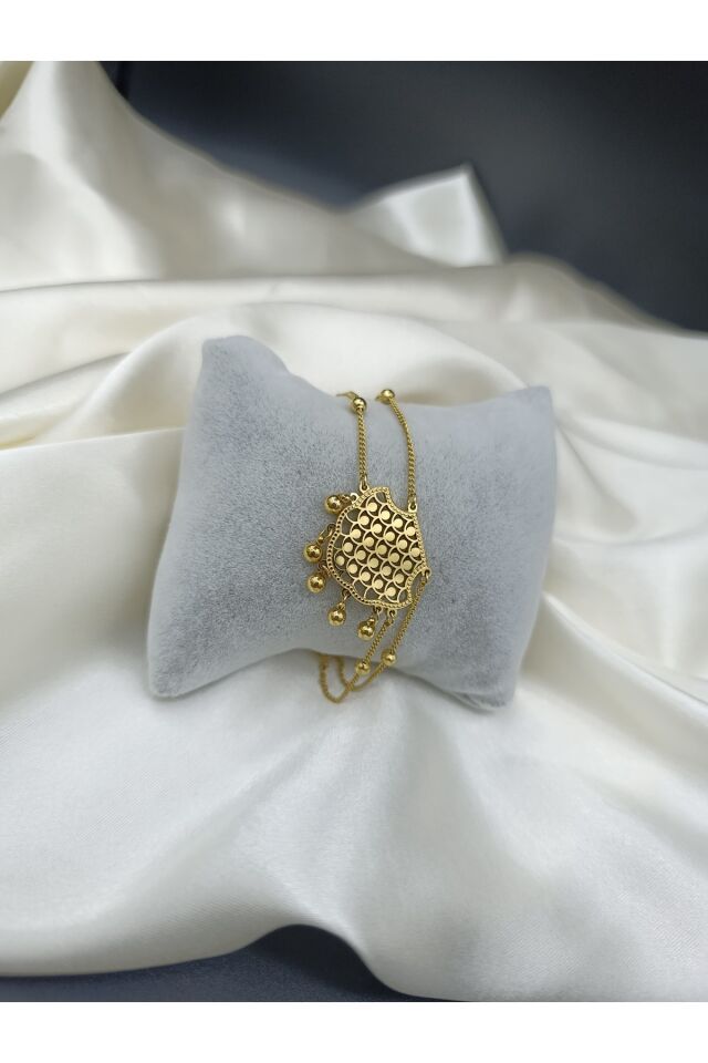 Sultan Motif Dorika Topçuklu Çelik Zincir Bileklik