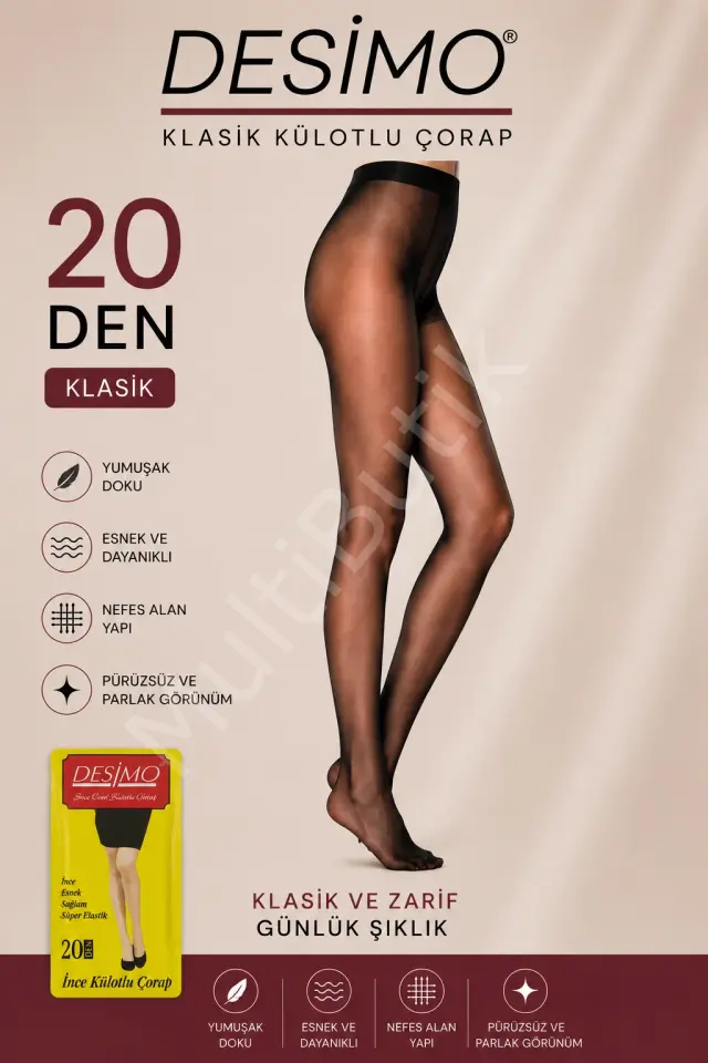 Desimo 20 Den Klasik İnce Külotlu Çorap – Siyah