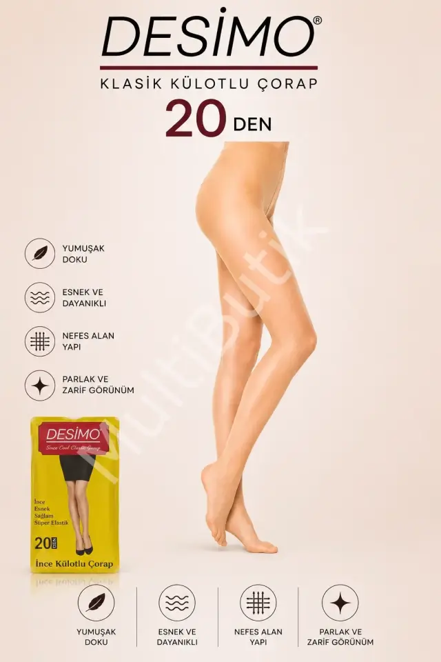 Desimo 20 Den Klasik İnce Külotlu Çorap – Açık Ten