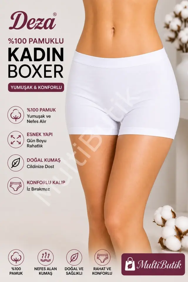 Deza %100 Pamuklu Kadın Boxer