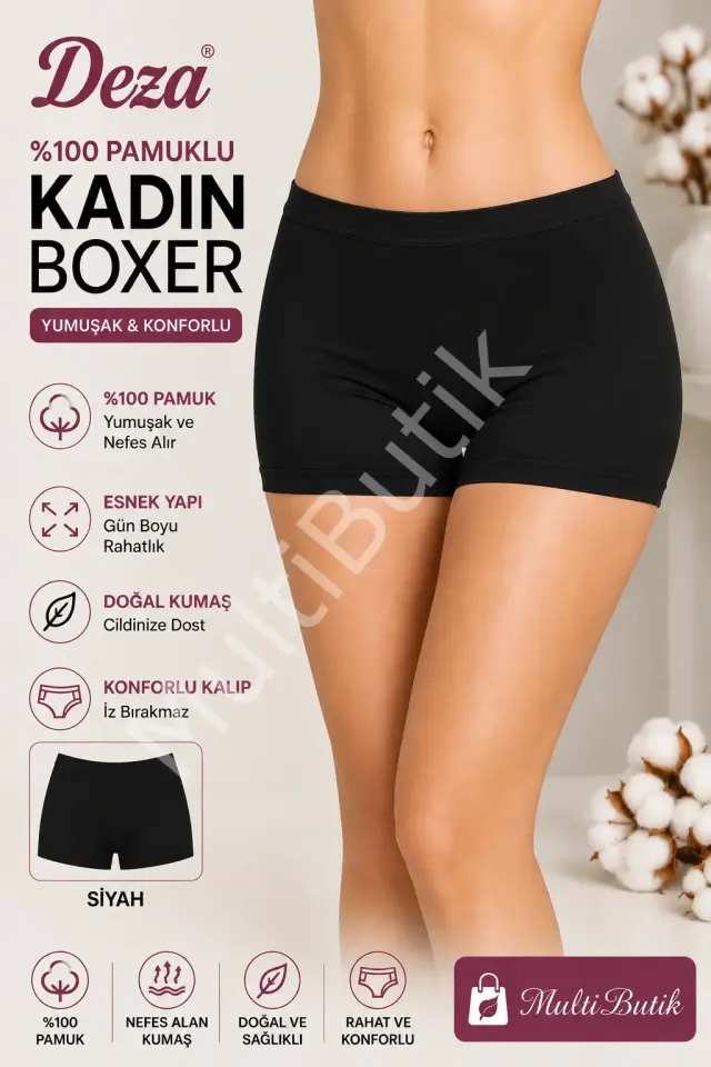 Deza %100 Pamuklu Kadın Boxer
