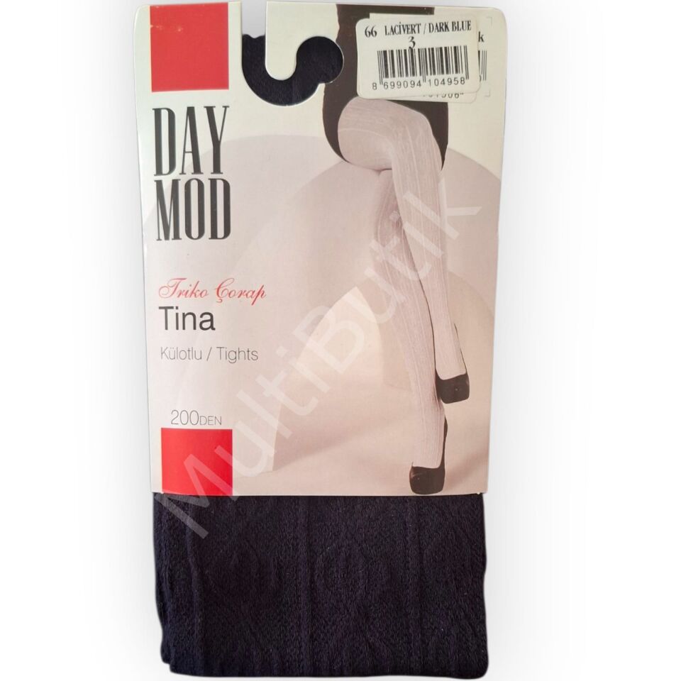 Daymod Tina 200 Den Triko Desenli Külotlu Çorap – Siyah
