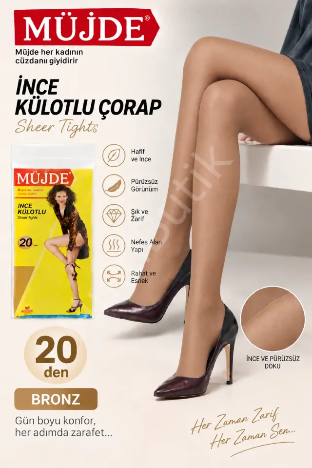 Müjde 20 Den İnce Külotlu Çorap – Bronz