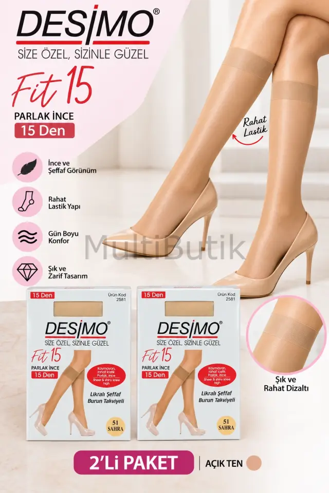 Desimo Fit 15 Den Parlak Soket Çorap – 2’li Paket