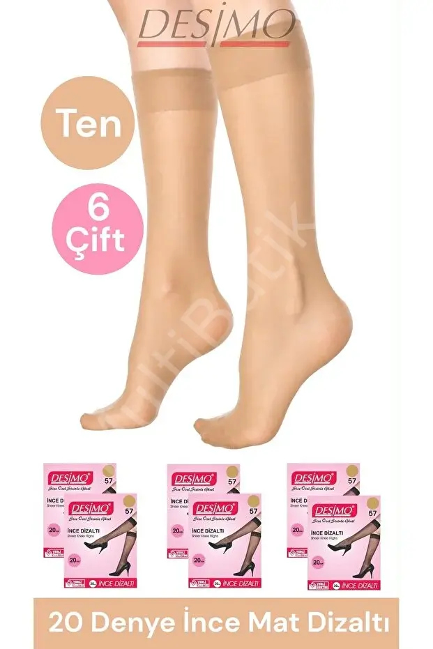 Desimo 20 Denye İnce Mat Dizaltı Pantolon Çorabı – 6’lı Paket