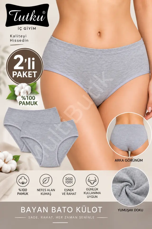 Tutku Bayan Bato Külot 2’li Paket – Gri