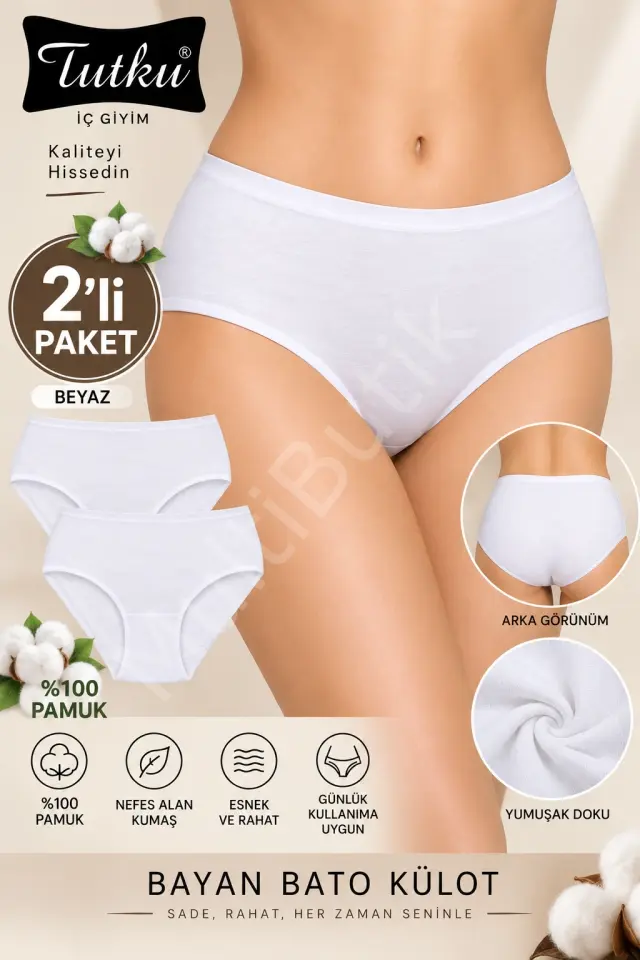 Tutku Bayan Bato Külot 2’li Paket – Beyaz