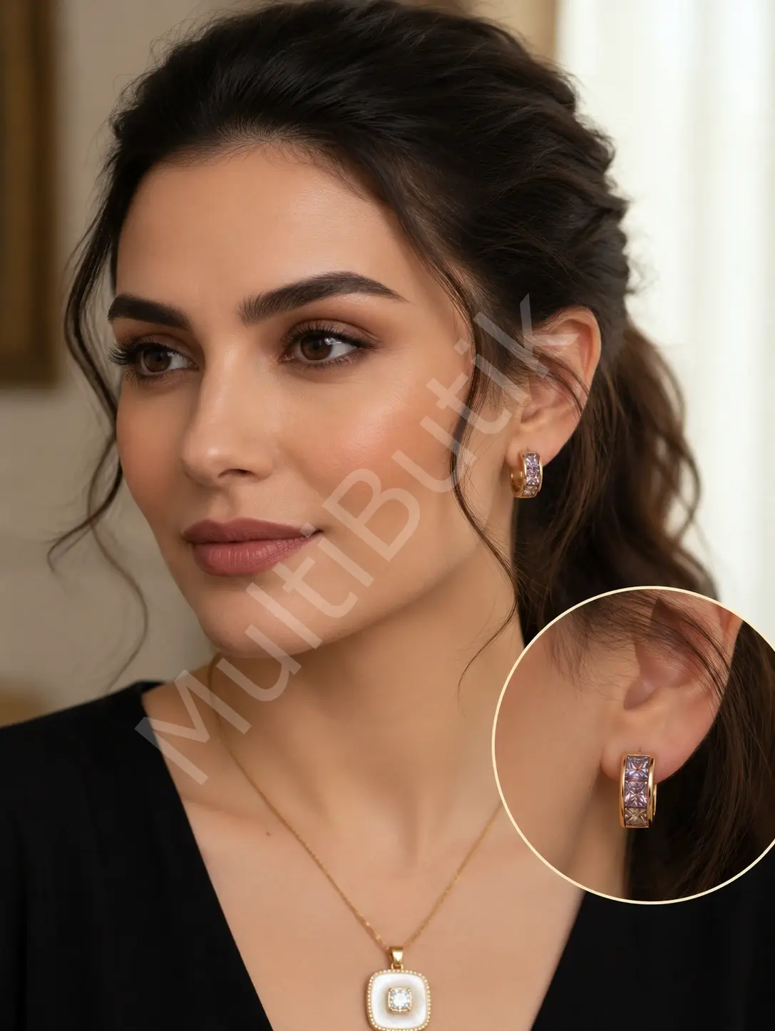 Renkli Zirkon Taşlı Xuping Halka Küpe